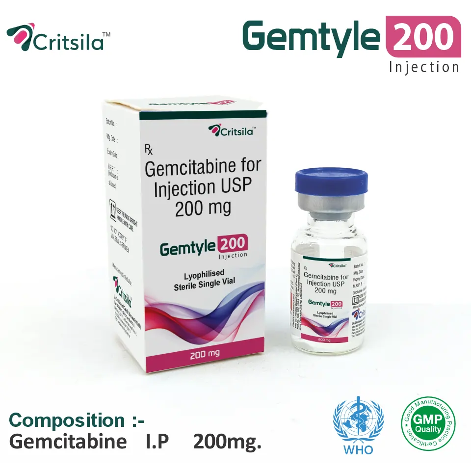 GEMTYLE 200 Gemcitabine 2000 mg Injection vial in hospital setting